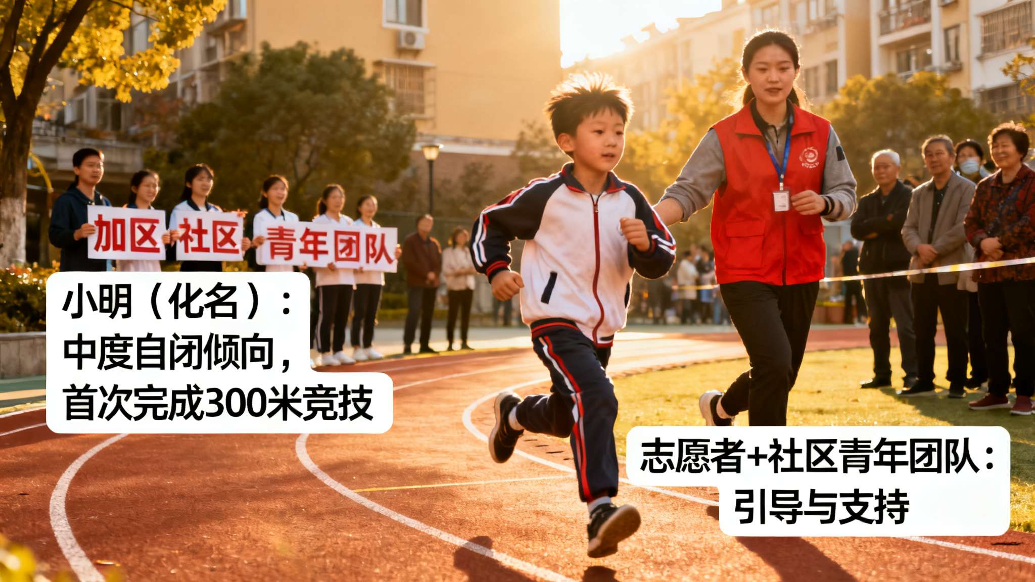加强孤独症群体关爱服务 案例令人印象深刻,例如小明(化名)是一位患有中度自闭倾向却喜好短距离奔跑的小学生